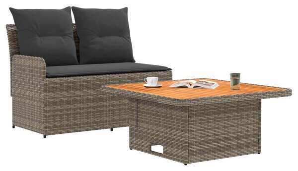 VidaXL Kerti karfás kanapé emelhető asztallal 2 Darab PE Rattan