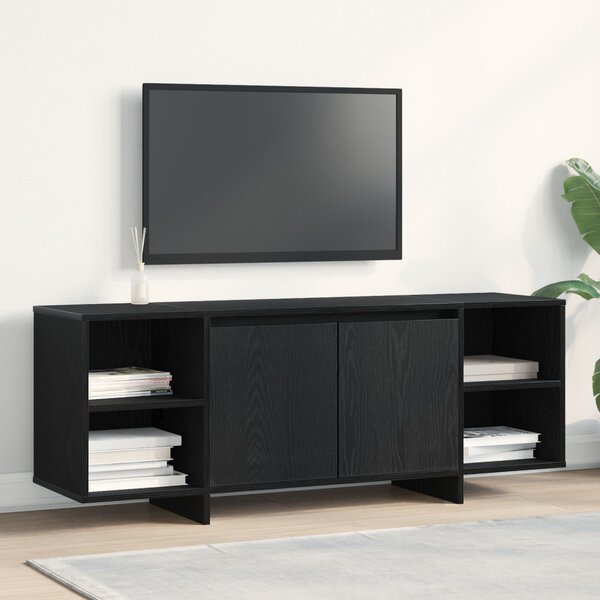 TV szekrény 130 x 35 x 50 cm Fekete Tölgy Szerelt Fa