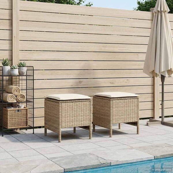 VidaXL Kerti lábtartó 2 Darab Beige és krém 38 x 38 x 45 cm PE Rattan