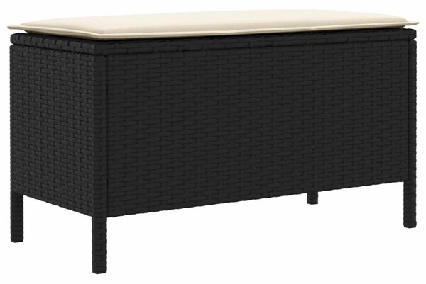 Kerti lábtartó Fekete és Krém 80 x 38 x 45 cm PE Rattan