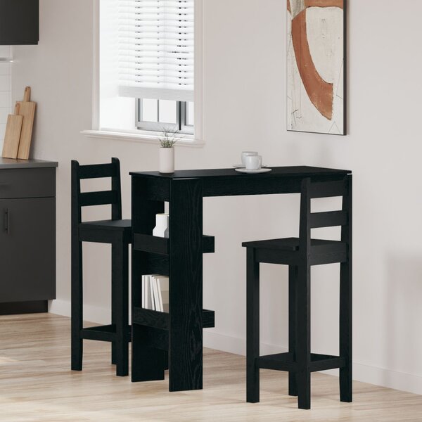 VidaXL Falra szerelhető bárasztal - Fekete tölgy - 102x55x103.5 cm - Mérnöki fából készült