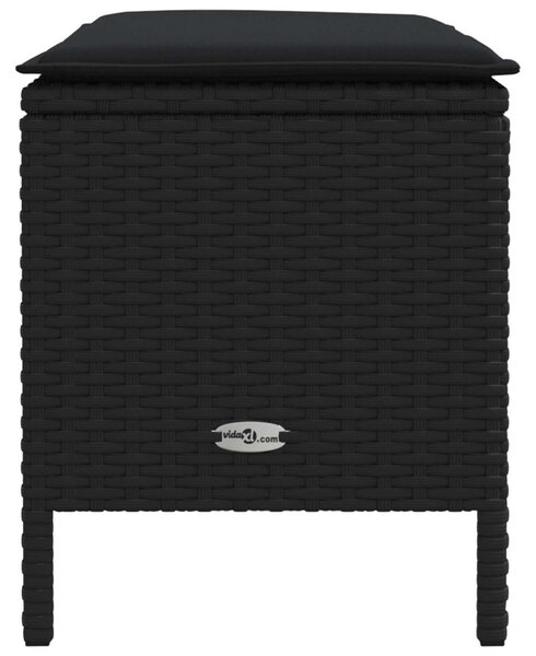 VidaXL Kerti lábtartó párnával Fekete 80 x 38 x 45 cm PE Rattan