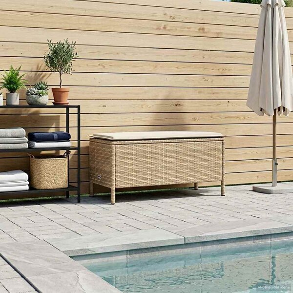 VidaXL Kerti lábtartó párnával Beige és krém 80 x 38 x 42 cm PE Rattan