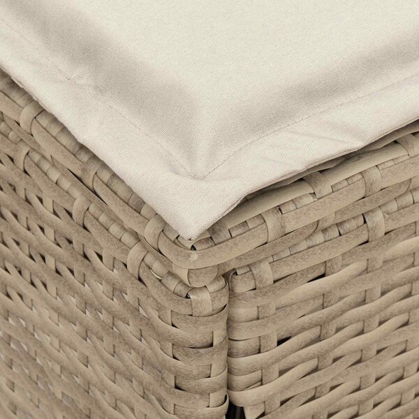 VidaXL Kerti lábtartó párnával Beige és krém 80 x 38 x 42 cm PE Rattan