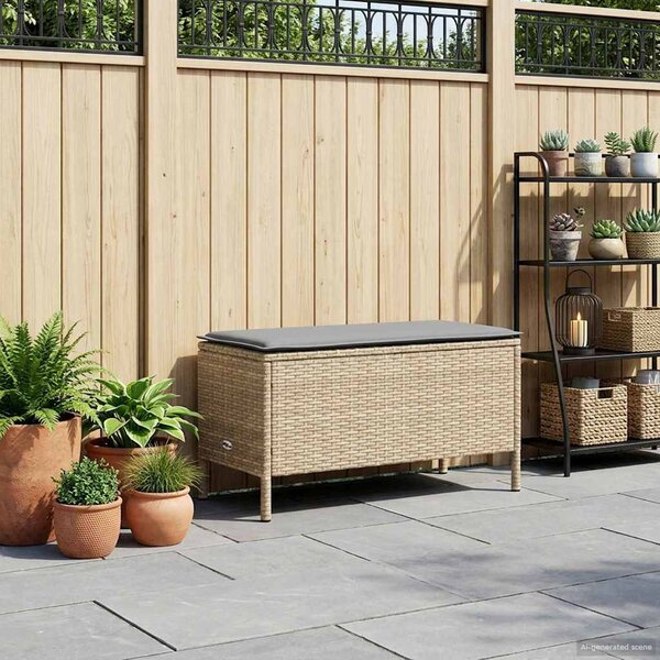 VidaXL Kerti lábtartó Beige és Világosszürke 80 x 38 x 42 cm PE Rattan