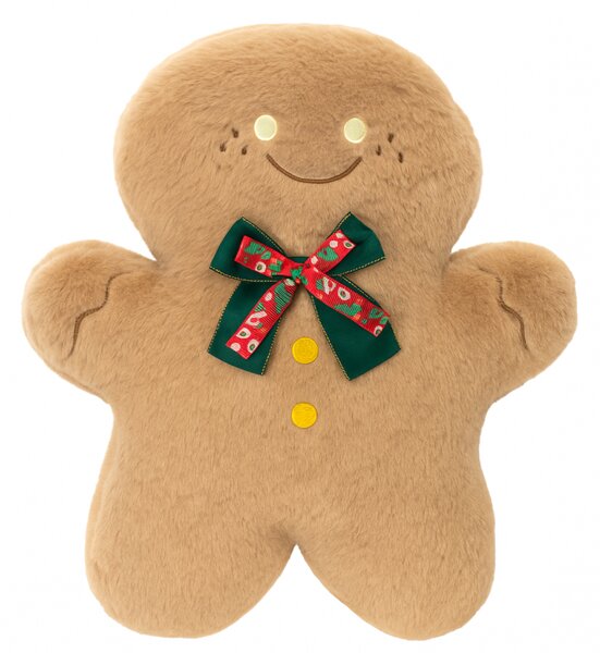Bársonyos díszpárna mézeskalács formában GINGERBREAD, bézs