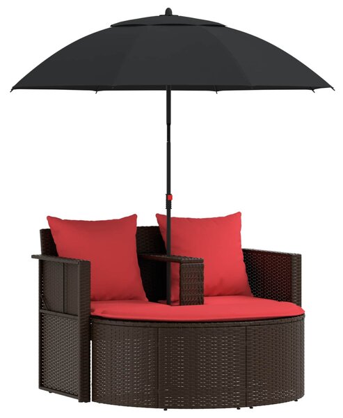 Kerti kanapé Barna és Piros 168 x 168 x 180 cm polirattan