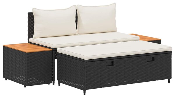 VidaXL Kültéri kanapé szett párnával 4 pcs Fekete és krémfehér