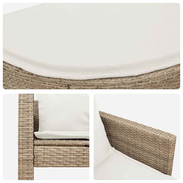 VidaXL Kerti kanapé párnával 8 pcs Beige és Krémszínű polirattan