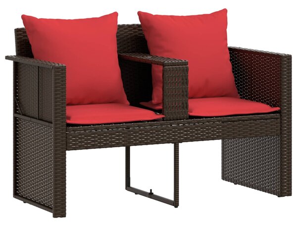 Kerti kanapé Barna és Piros 168 x 168 x 180 cm polirattan