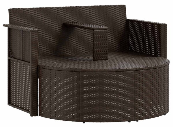 Kerti kanapé Barna és Piros 168 x 168 x 180 cm polirattan