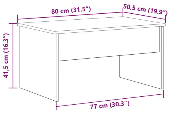 Fekete tölgy Kávézóasztal - 80 x 50.5 x 41.5 cm