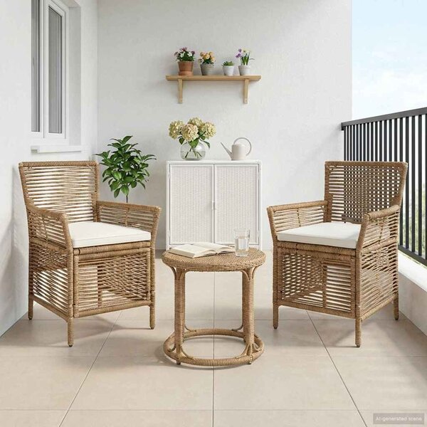 VidaXL Kültéri szék párnával 2 pcs Beige és krém polirattan