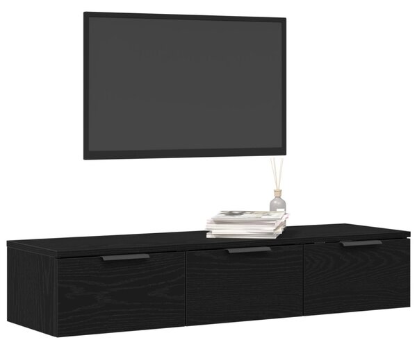Fali Szekrény fiókkal Fekete tölgy 102 x 30 x 20 cm Szerelt Fa