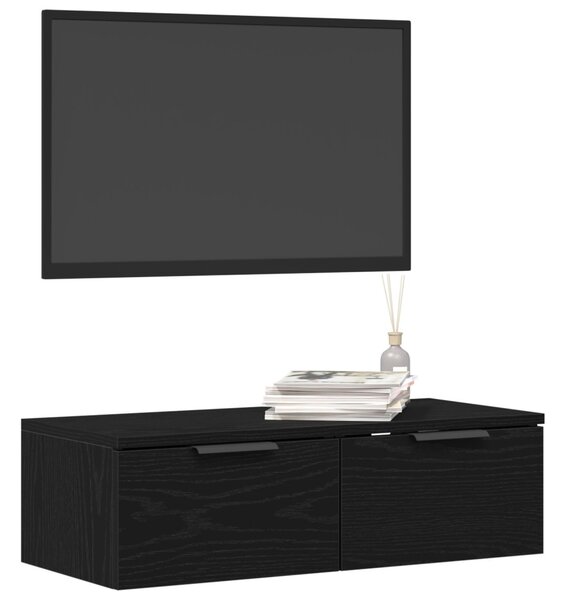 Fali Szekrény fiókkal Fekete tölgy 68 x 30 x 20 cm Szerelt Fa