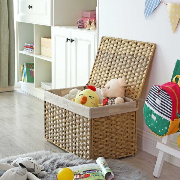 SONGMICS Rattan Hatású Tárolódoboz Fedéllel 65L Természetes