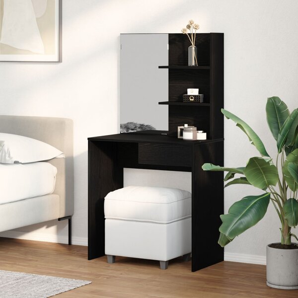 VidaXL Fekete tölgy öltözőasztal tükrökkel - 74.5 x 40 x 141 cm