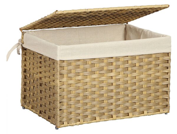 SONGMICS Rattan Hatású Tárolódoboz Fedéllel 65L Természetes