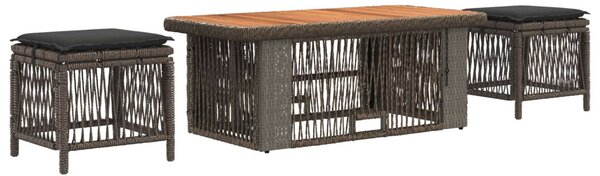Kert étkező szett 4 pcs Szürke és sötétszürke polirattan