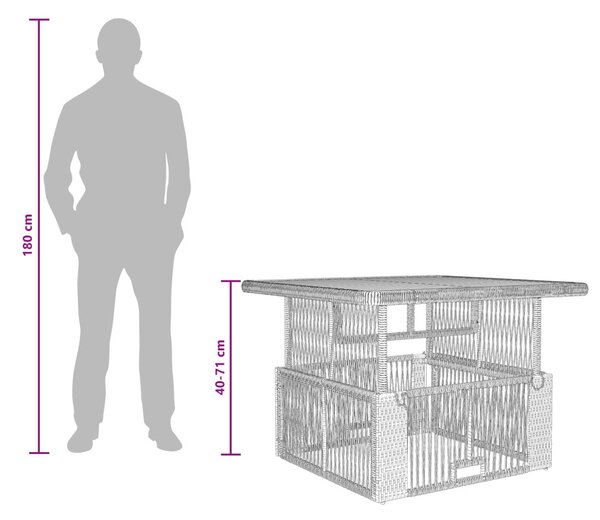 Kert étkező szett 3 pcs Szürke és sötétszürke polirattan