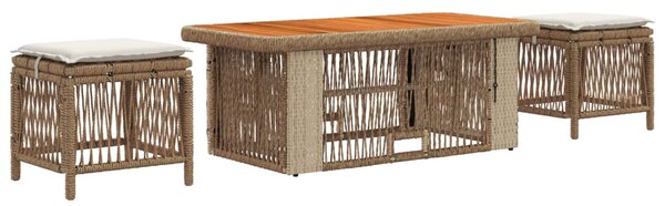 Kert étkező szett párnával 4 pcs Beige és krém polirattan