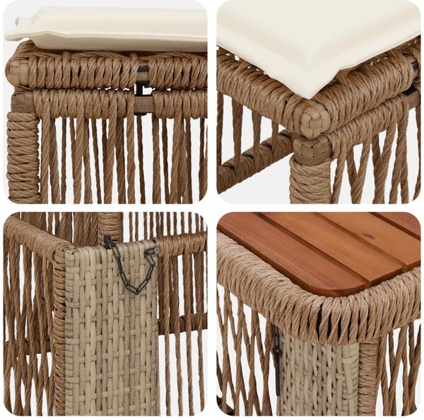 Kert étkező szett párnával 4 pcs Beige és krém polirattan