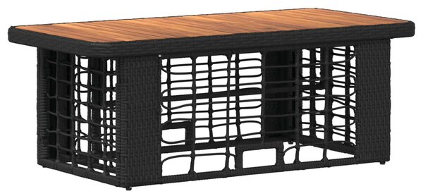 Kert étkező szett 4 db Fekete és Szürke Poli Rattan és Akácfa