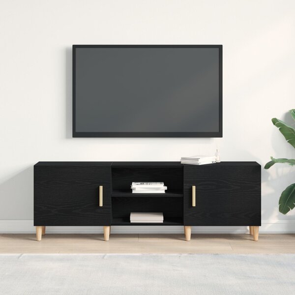 TV szekrény 150 x 30 x50 cm Fekete tölgy Szerelt Fa