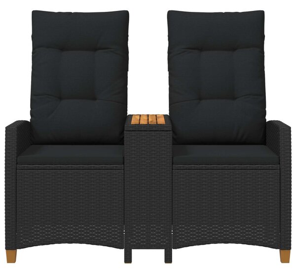 Dönthető pad asztallal Fekete 126 x 65 x 112 cm polirattan