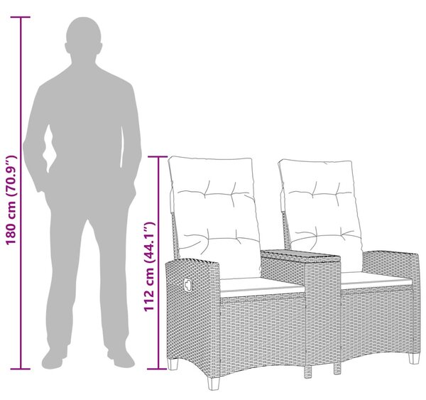 VidaXL Dönthető pad asztallal Fekete és krémfehér 126 x 65 x 112 cm