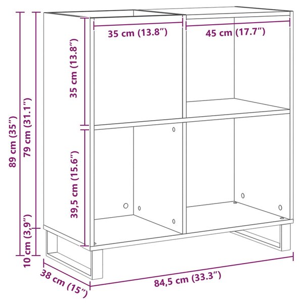 Hanglemez szekrény polcokkal Régi fa 84,5 x 38 x 89 cm Faanyag