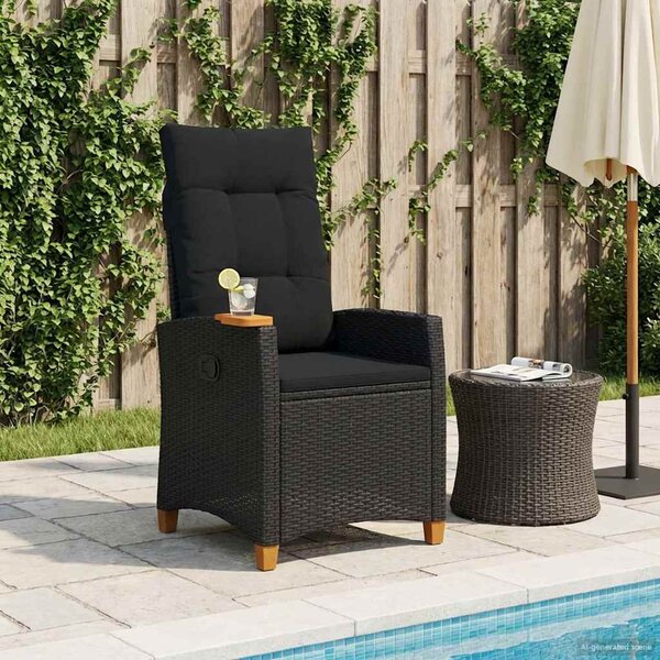 Dönthető szék tea tállal Fekete 62 x 64 x 112 cm polirattan