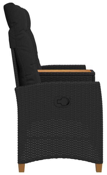 Dönthető pad asztallal Fekete 126 x 65 x 112 cm polirattan