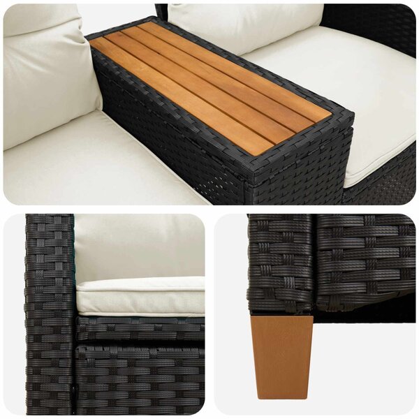 VidaXL Dönthető pad asztallal Fekete és krémfehér 126 x 65 x 112 cm