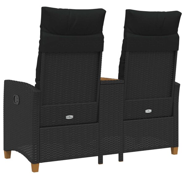 Dönthető pad asztallal Fekete 126 x 65 x 112 cm polirattan