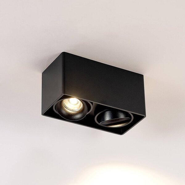 Arcchio Kubika downlight, 19 cm, fekete, 2-lámpás, fém, fekete színű, dimmelhető, Fekete, Folyosó, Alumínium, Modern