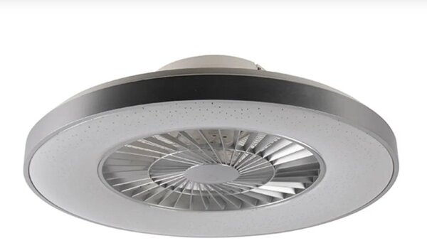 Ezüst színű mennyezeti ventilátor csillag effektussal ,LED-del, fényerőszabályzóval és távirányítóval (60cm)