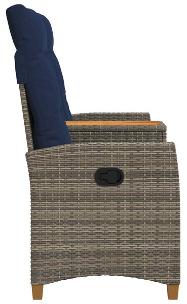 VidaXL Dönthető pad asztallal Szürke és sötétkék 126 x 65 x 112 cm