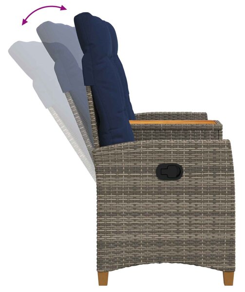 VidaXL Dönthető pad asztallal Szürke és sötétkék 126 x 65 x 112 cm