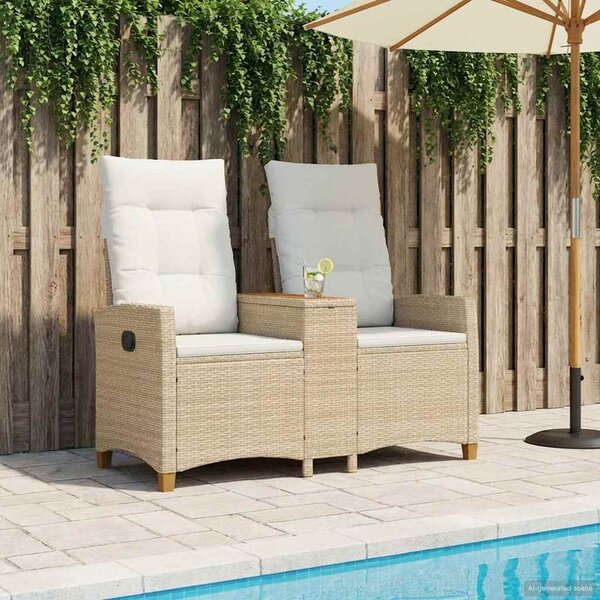 VidaXL Dönthető pad asztallal Beige és Krémszínű 126 x 65 x 112 cm