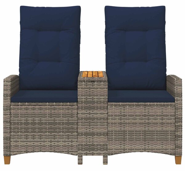 VidaXL Dönthető pad asztallal Szürke és sötétkék 126 x 65 x 112 cm