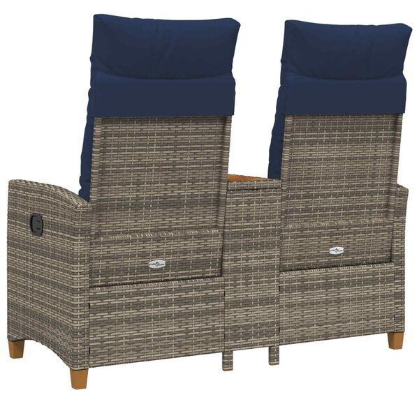 VidaXL Dönthető pad asztallal Szürke és sötétkék 126 x 65 x 112 cm