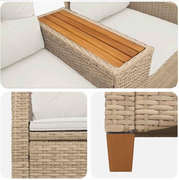 VidaXL Dönthető pad asztallal Beige és Krémszínű 126 x 65 x 112 cm