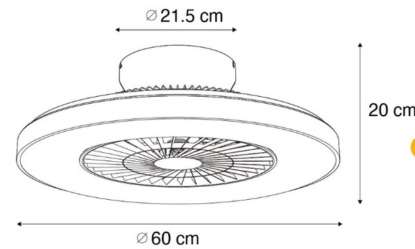 Ezüst színű mennyezeti ventilátor csillag effektussal ,LED-del, fényerőszabályzóval és távirányítóval (60cm)