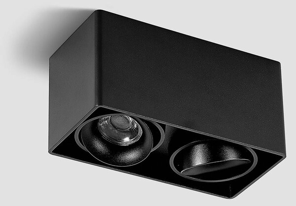 Arcchio Kubika downlight, 19 cm, fekete, 2-lámpás, fém, fekete színű, dimmelhető, Fekete, Folyosó, Alumínium, Modern