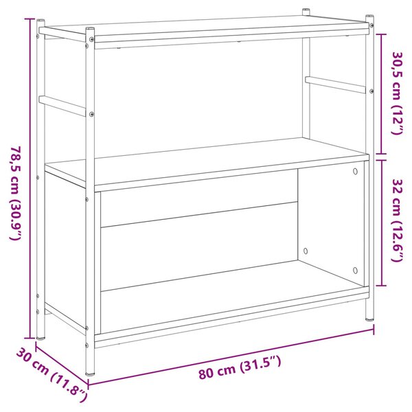 Könyvespolc Fekete Tölgy 80x30x78,5 cm Mérnöki Fa