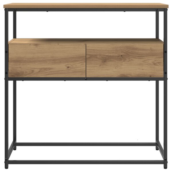 Konzolasztal kézműves tölgy 75 x 40 x 75 cm Műgyantás fa és fém