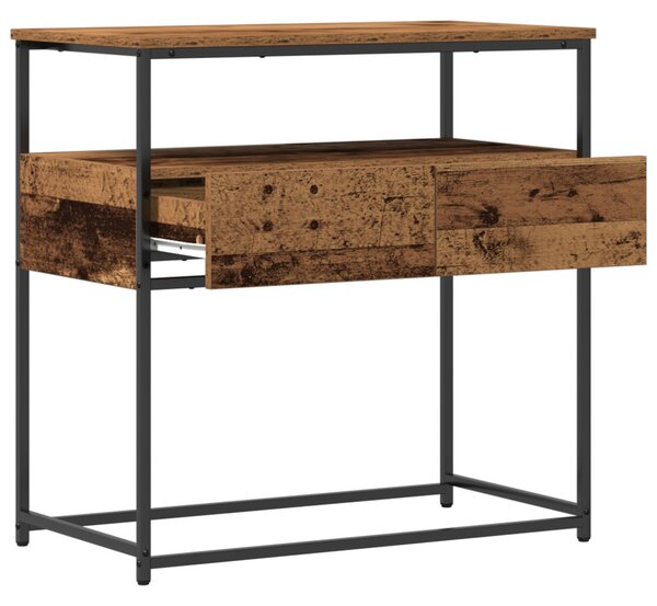 Konzol Asztal Régi Fa 75x40x75 cm Mérnöki Fa és Acél