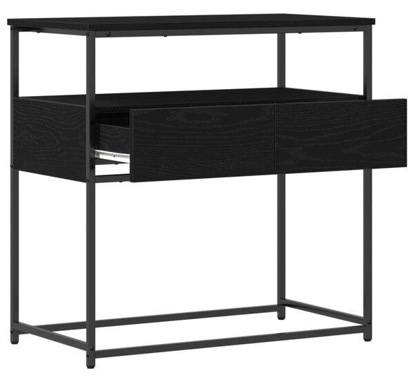 Konsol asztal Fekete Tölgy 75x40x75 cm Mérnöki Fa és Acél