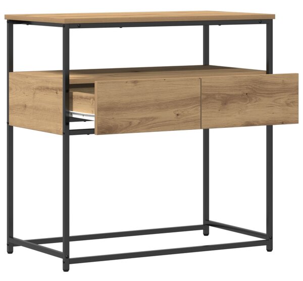 Konzolasztal kézműves tölgy 75 x 40 x 75 cm Műgyantás fa és fém